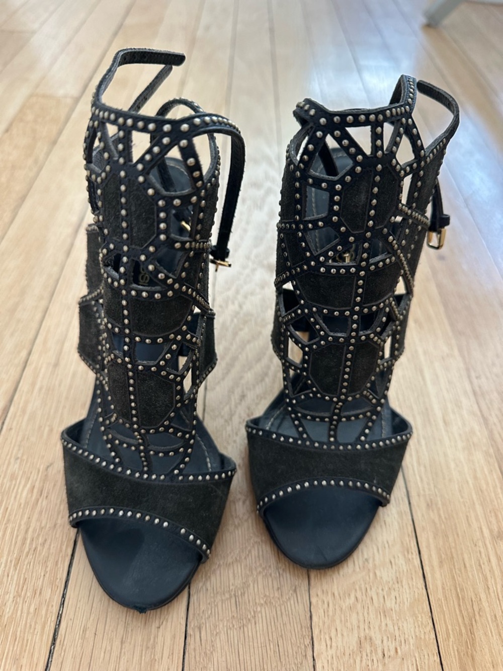 Sergio Rossi Suede Studded Heels